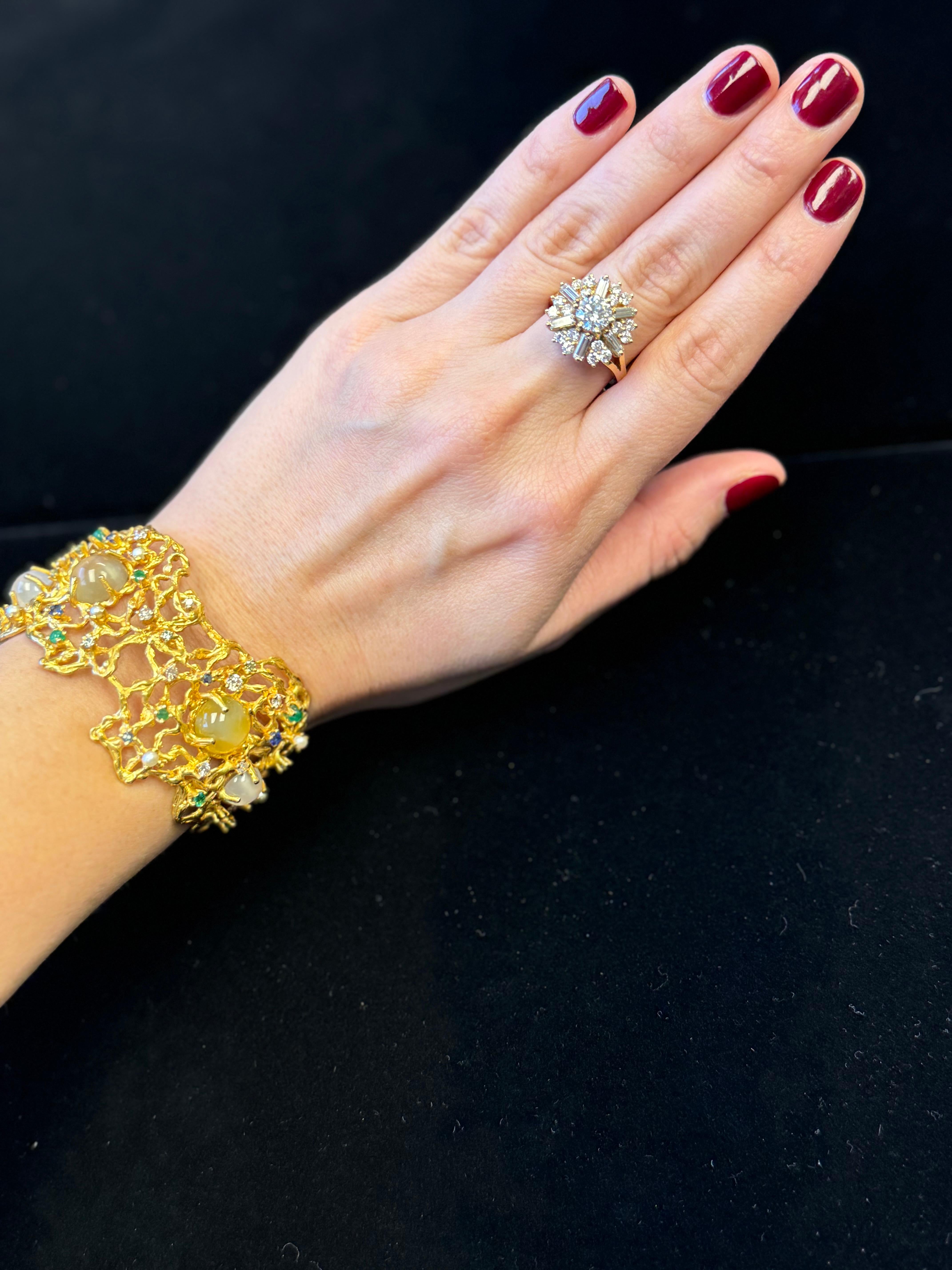 Bracelet pierre de lune en or jaune 14K en vente 2
