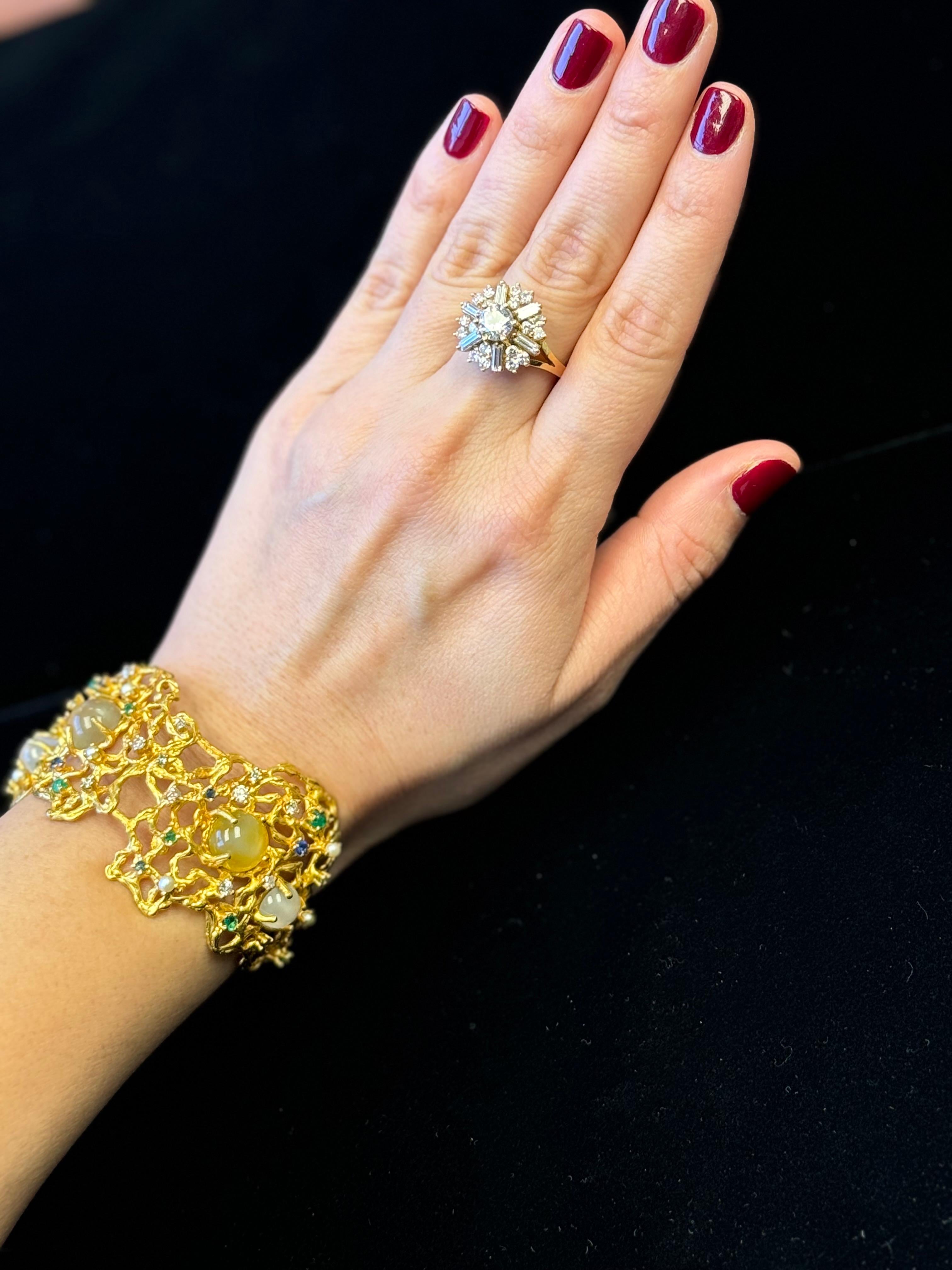 Bracelet pierre de lune en or jaune 14K en vente 3