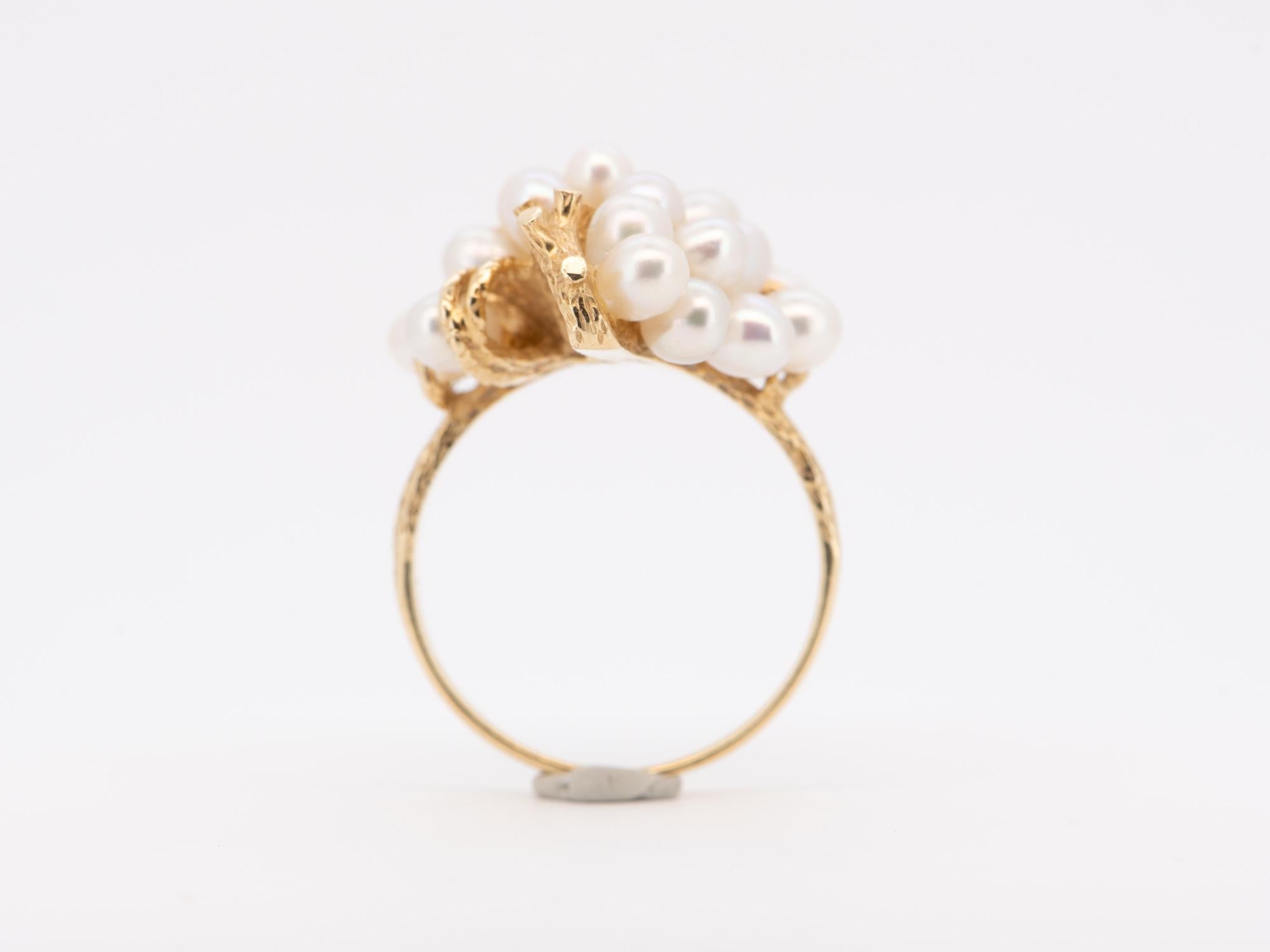 14K Gold Freshwater Pearl Cluster Ring R6717 In Good Condition For Sale In Osprey, FL
