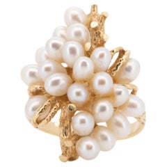 14K Gold Freshwater Pearl Cluster Ring R6717