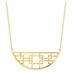 14k Gold Fretwork Necklace