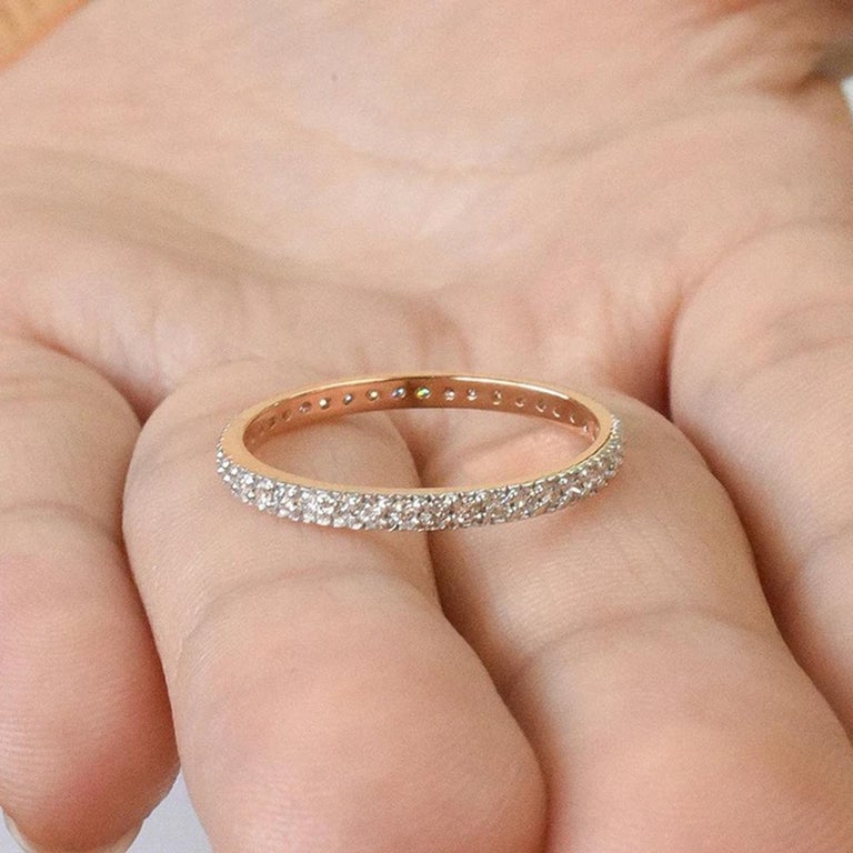 For Sale:  14k Gold Full Eternity Diamond Ring Wedding Band 5