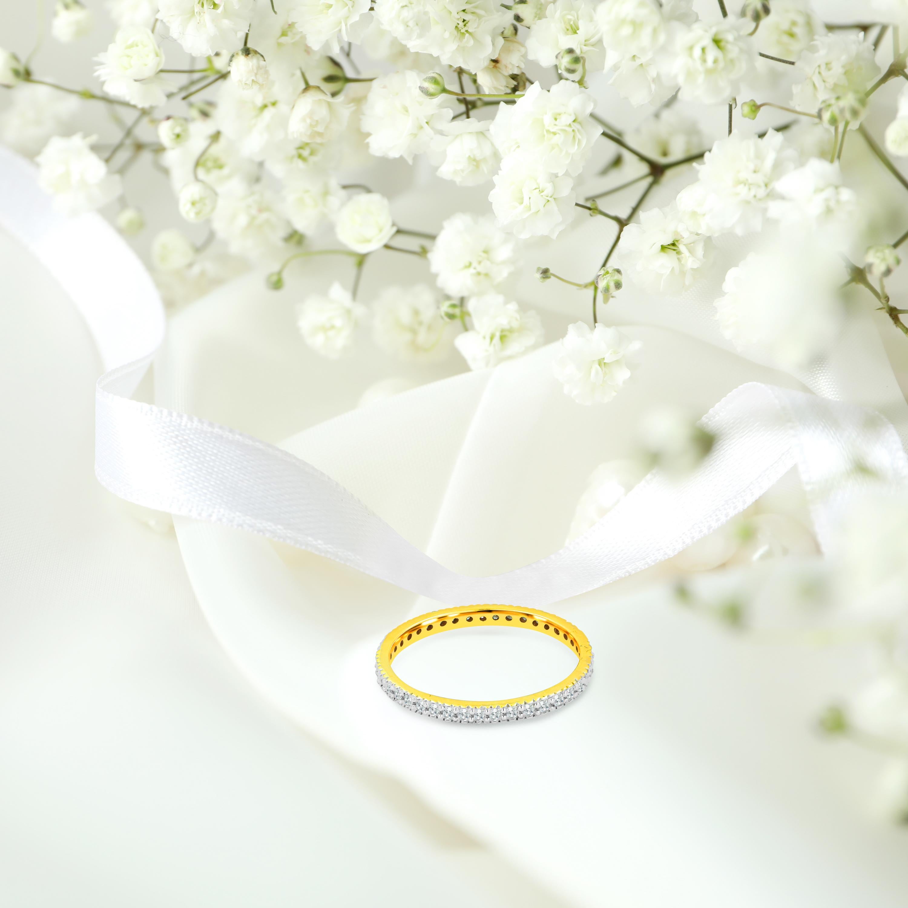 For Sale:  14K Gold Full Eternity Diamond Ring Wedding Band Valentines Gift for Her 5
