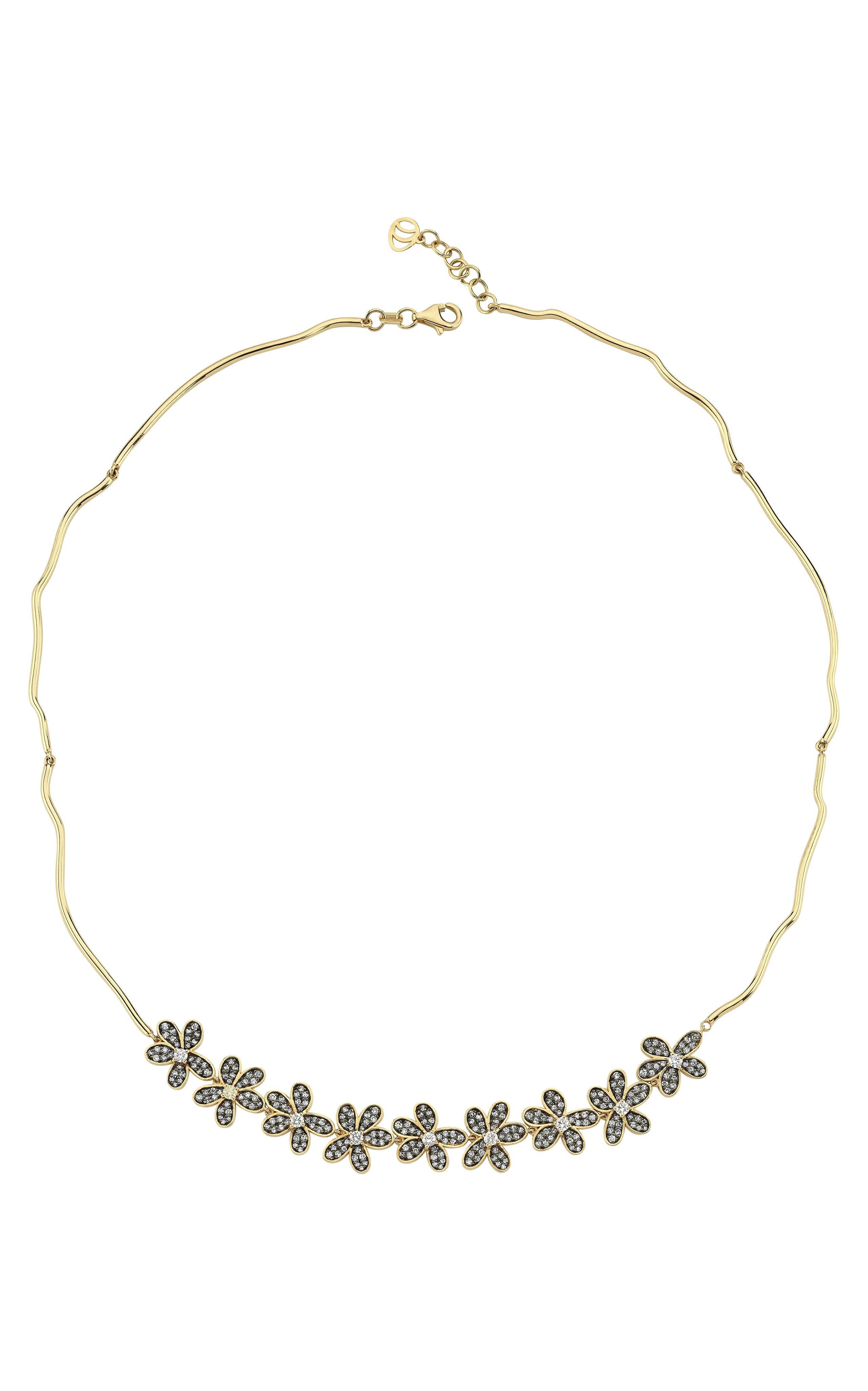 14k Gold Garden Of Rebel Flower necklace with 1.67 ct Diamonds In New Condition For Sale In Okmeydanı, 34