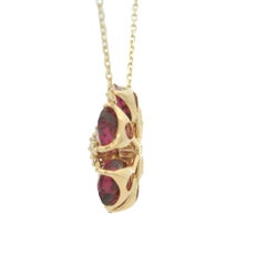 14K Gold Granat und Diamant Blume Halskette - 42cm