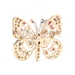 14K Gold & Gem-Set Butterfly Brooch / Pendant