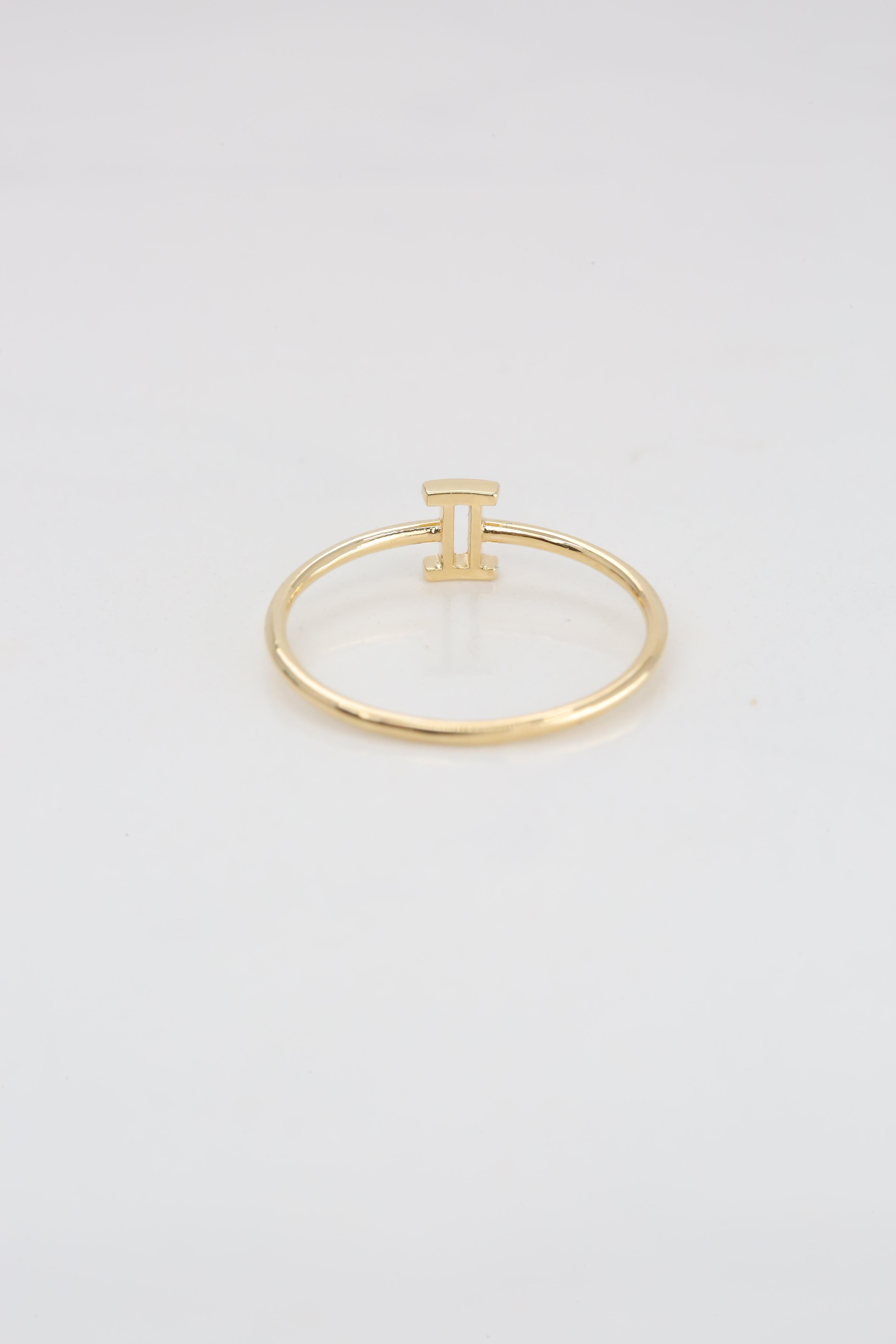 For Sale:  14K Gold Gemini Zodiac Ring, Gemini Sign Zodiac Ring 8