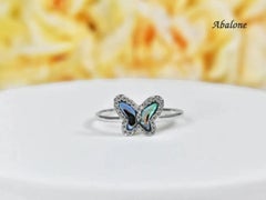 14k Gold Gemstone Butterfly Ring Solid Gold Diamond