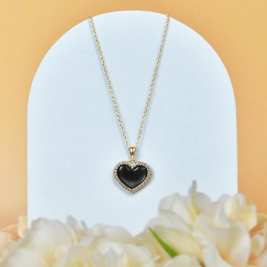 Collier de cœur en or 14k Options de pierres précieuses en vente 4