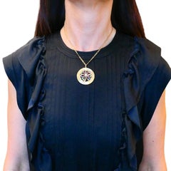 Or 14K  Collier à pendentif trèfle en pierres précieuses