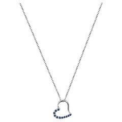 Collier  breloques en or 14k avec saphir bleu vritable en forme de coeur