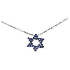 Collana di zaffiri blu autentici in oro 14k Collana con charm a stella di David