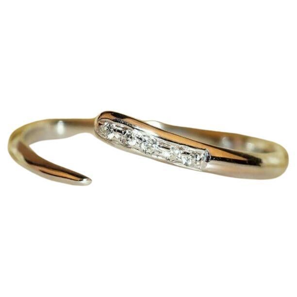 14K Gold Genuine Diamond Open Cuff Minimalist Ring Fine Jewelry Stackable Ring.