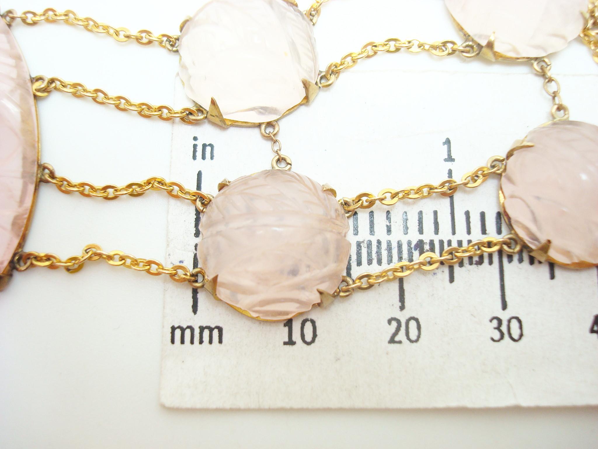 Ensemble bracelet et boucles d'oreilles en or 14 carats avec quartz rose naturel véritable '#J2470' en vente 4