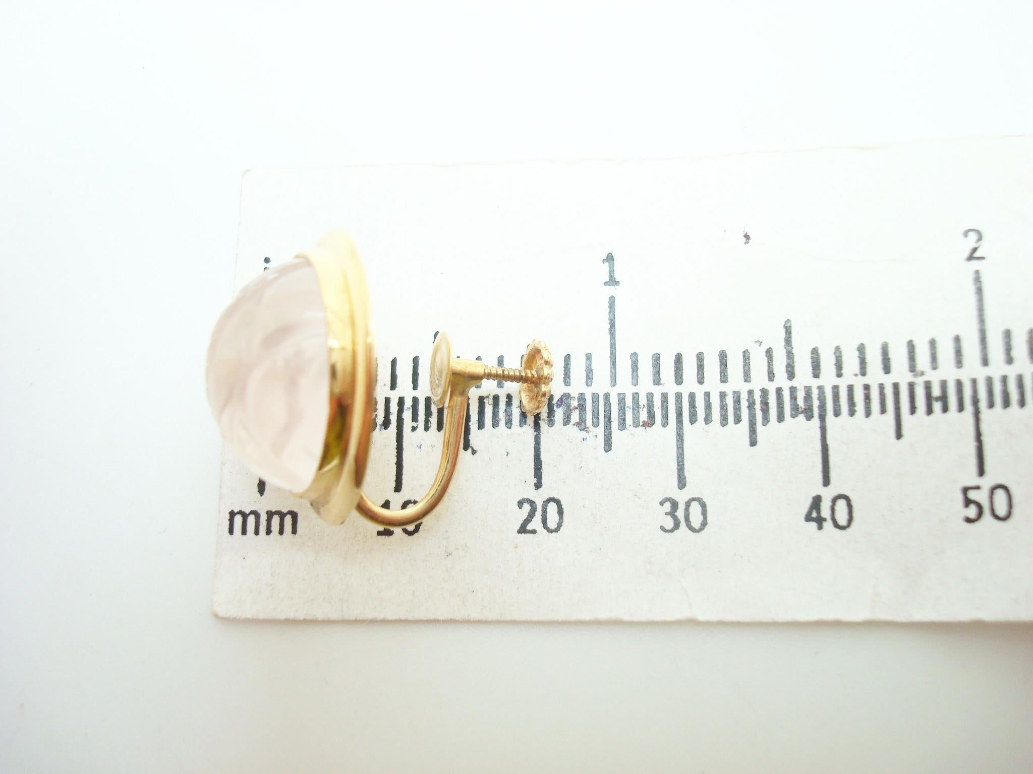 14k Gold Genuine Natural Rose Quartz Bracelet and Earring Set '#J2470' For Sale 5