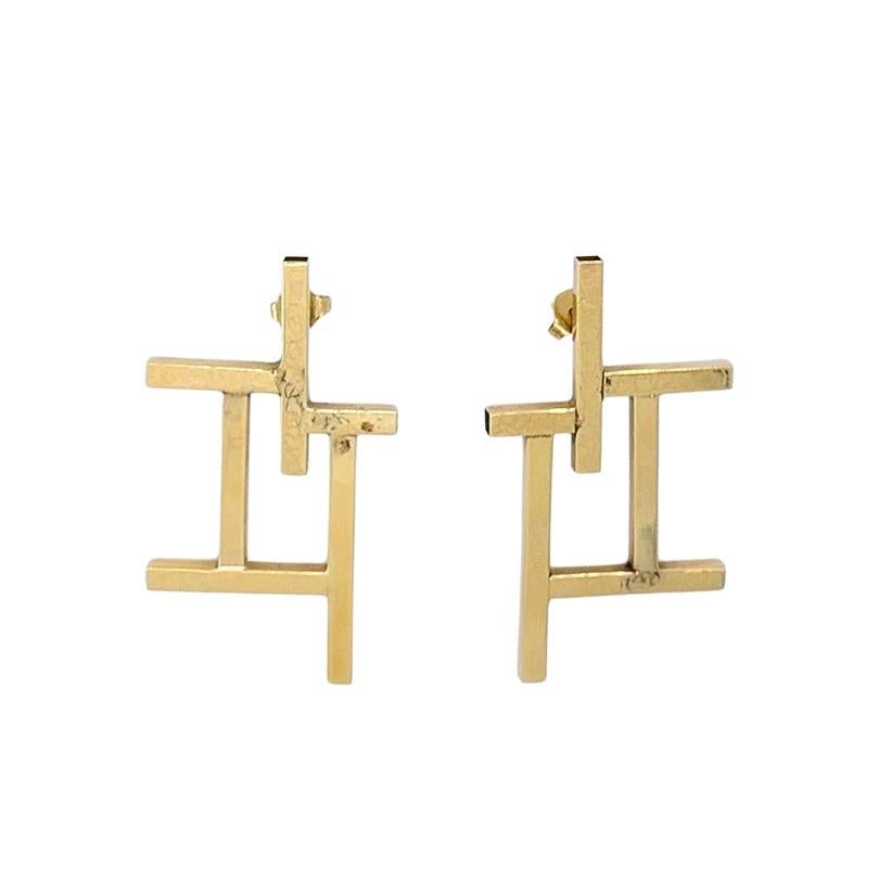 Pendientes geométricos de oro de 14k con diseño de marco en Bueno estado para la venta en Beverly Hills, CA