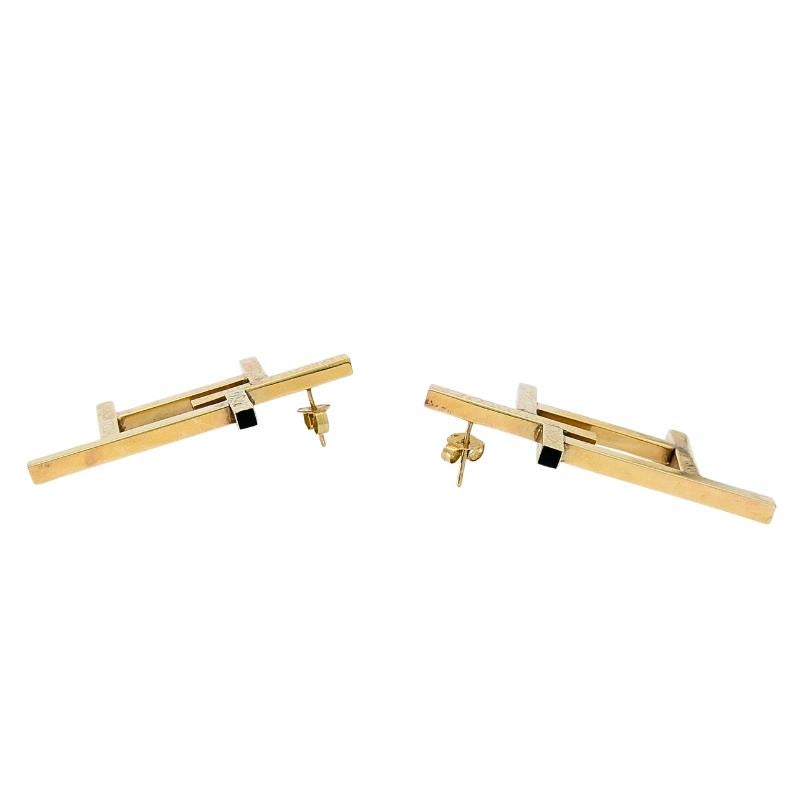 De las mujeres Pendientes geométricos de oro de 14k con diseño de marco en venta