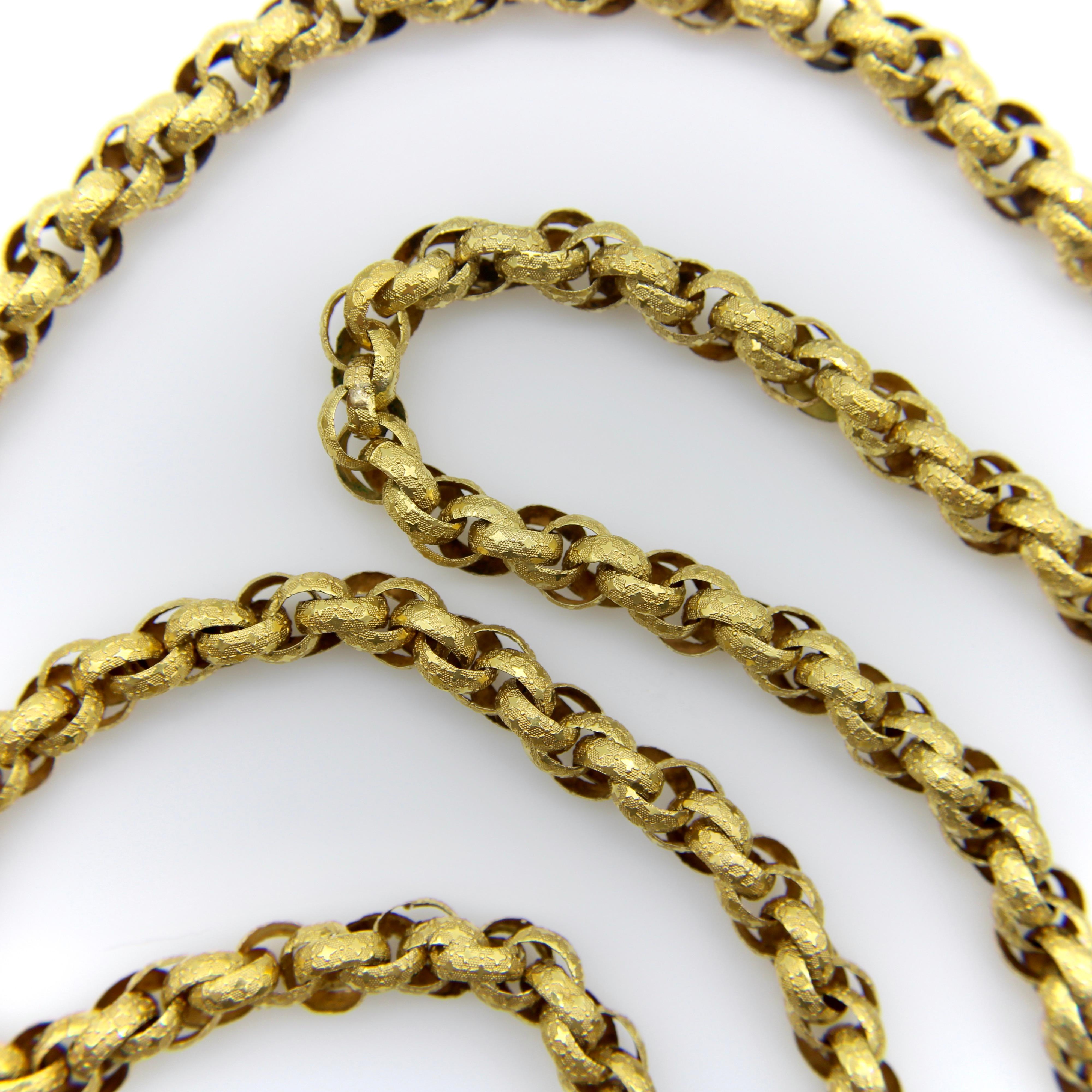 14K Gold Georgian Muff Kette mit geblümten Barrel Verschluss im Angebot 2