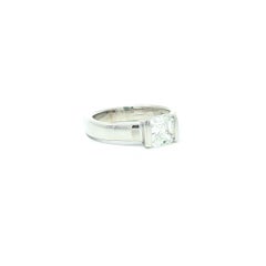 14k Gold GIA 1.09ct F VVS2 Emerald Cut Channel Bar Set Diamond Solitaire Ring