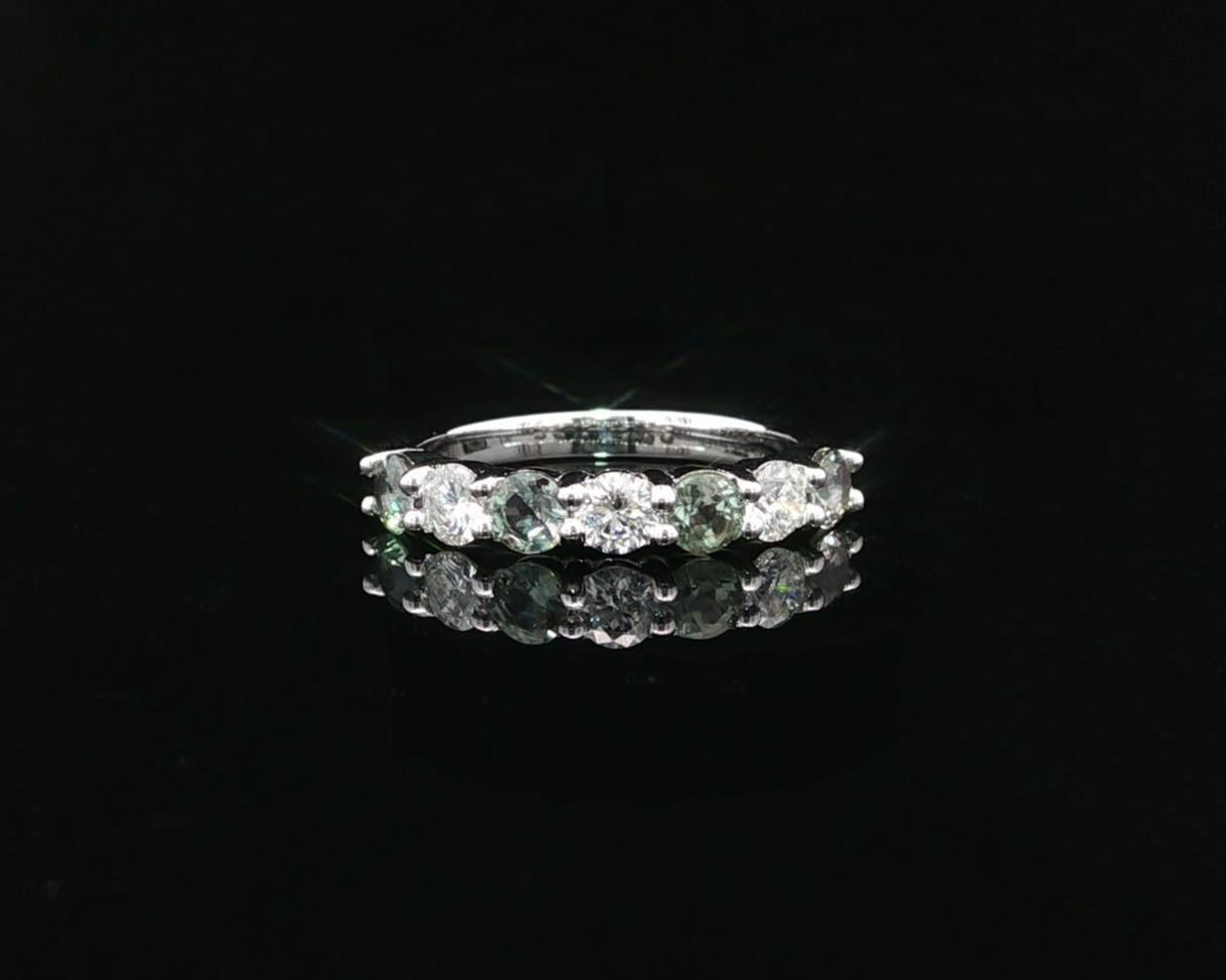 Anello a fascia bassa in oro 14k GIA 1,2ct Brasile alternato con diamante alessandrite in vendita 7