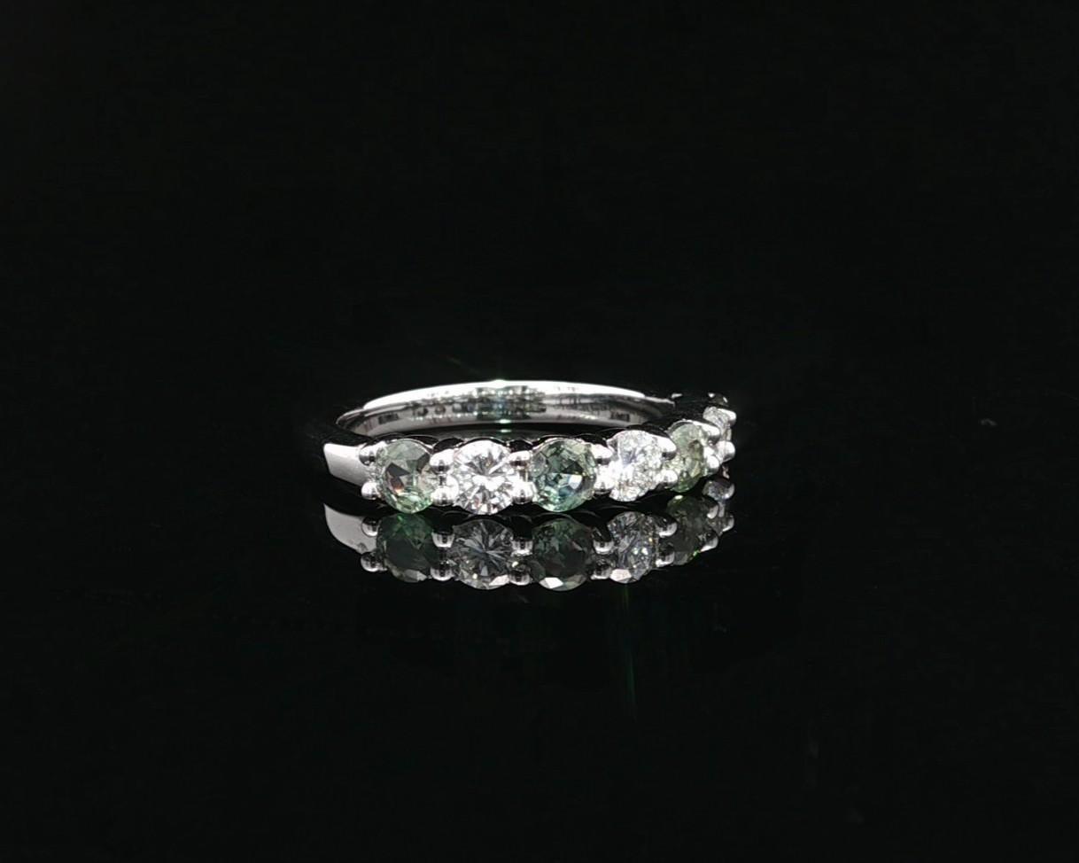 Anello a fascia bassa in oro 14k GIA 1,2ct Brasile alternato con diamante alessandrite in vendita 8