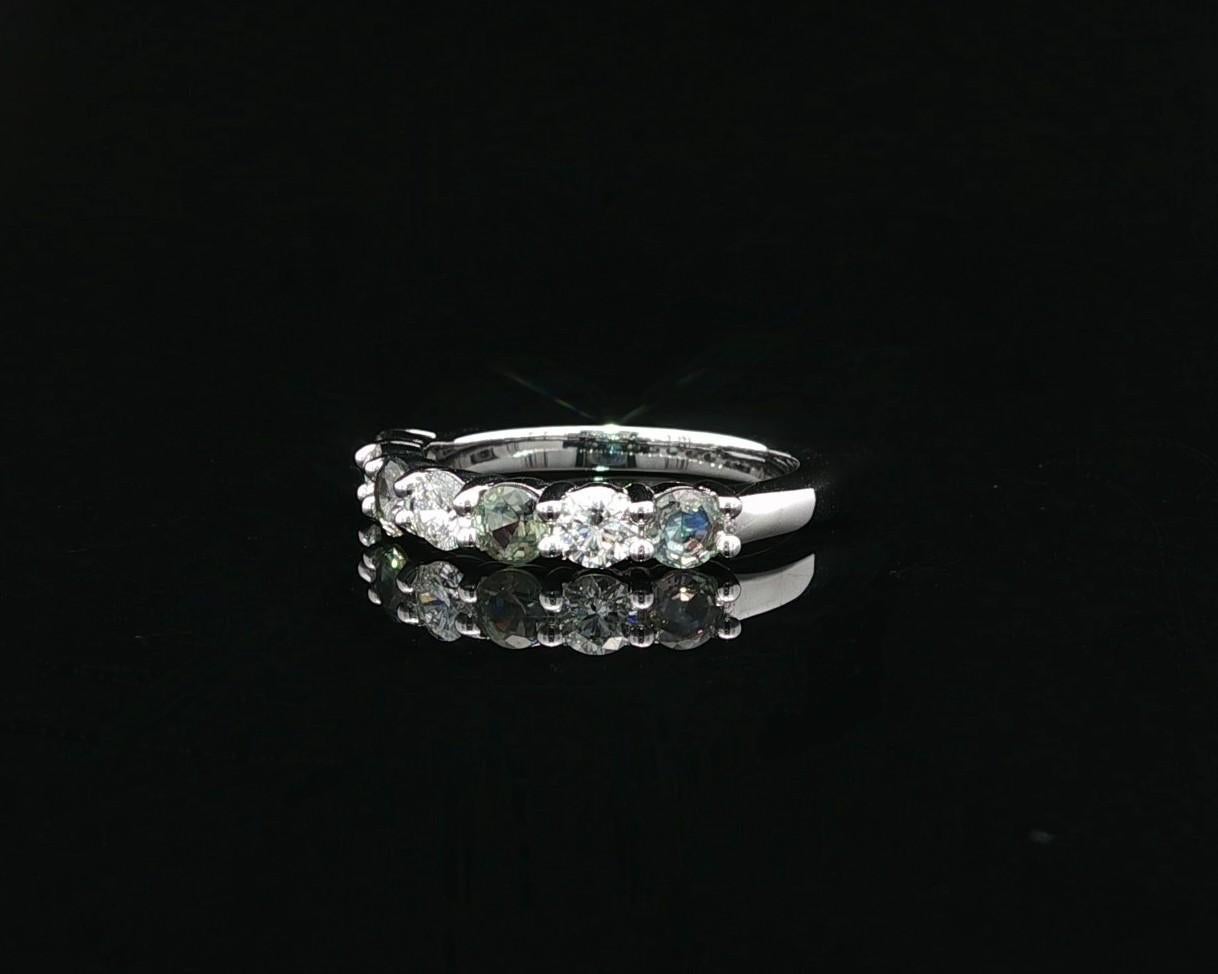 Anello a fascia bassa in oro 14k GIA 1,2ct Brasile alternato con diamante alessandrite in vendita 9