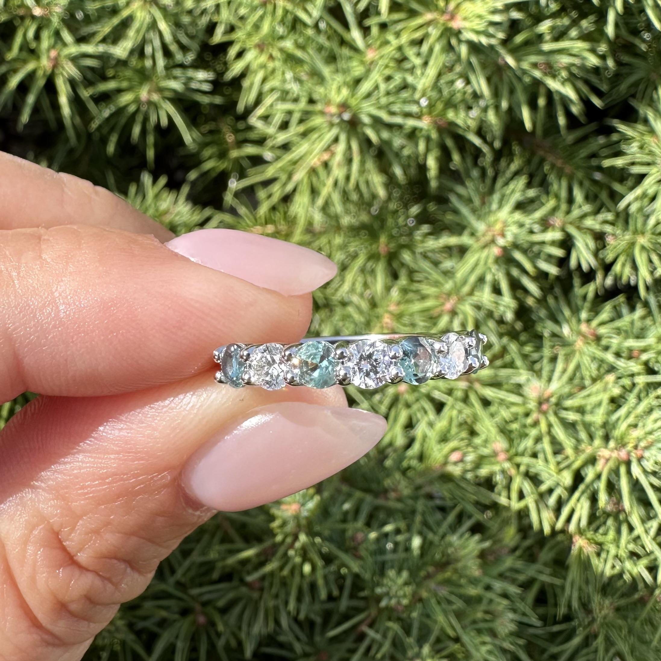 Anello a fascia bassa in oro 14k GIA 1,2ct Brasile alternato con diamante alessandrite in vendita 11