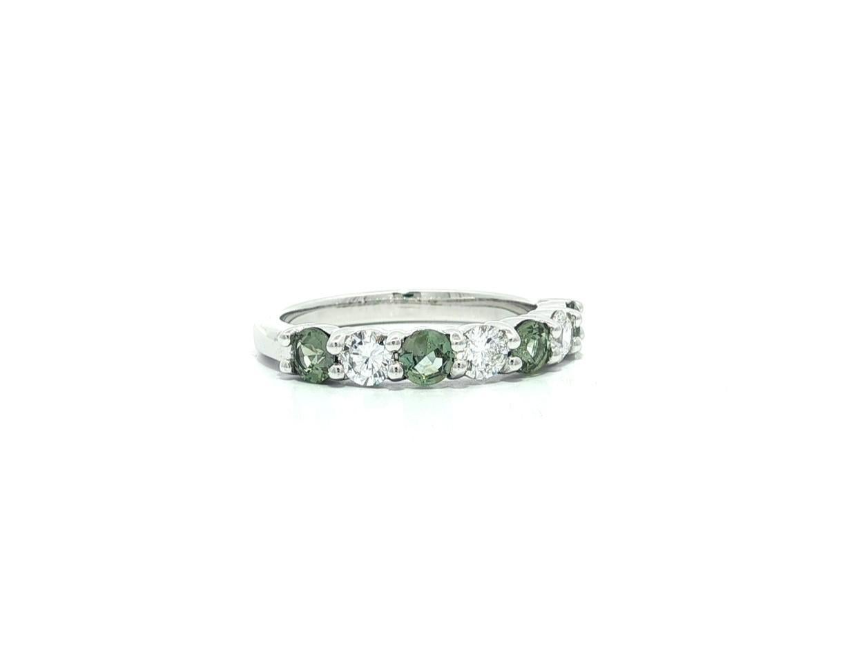 Anello a fascia bassa in oro 14k GIA 1,2ct Brasile alternato con diamante alessandrite in vendita 2