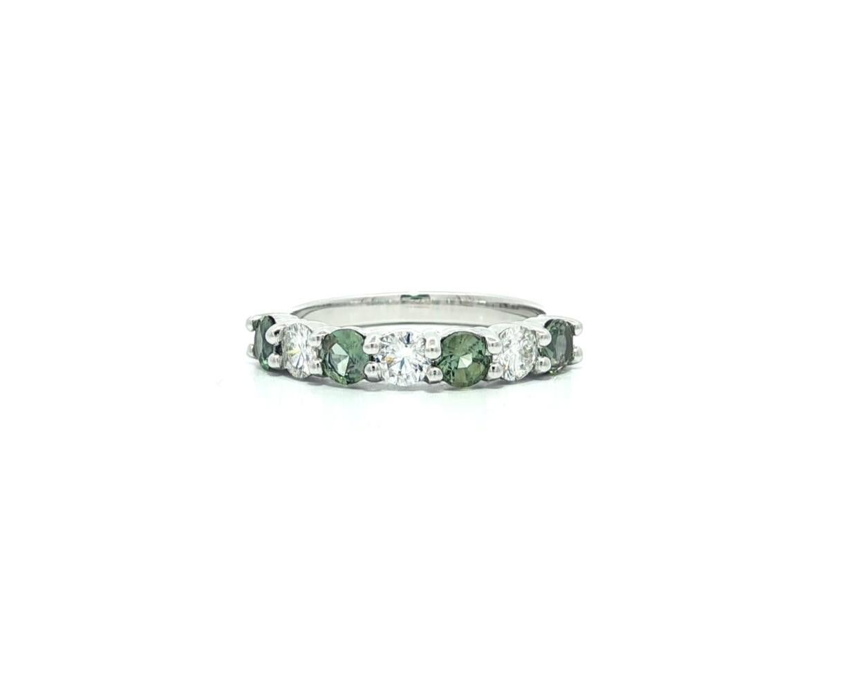 Bague en or 14k GIA 1.2ct Alternating Brazil Alexandrite Diamond Low Profile Band Ring