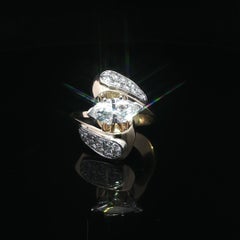 14k Gold GIA 1.79ctw Marquise Diamond East West Wide Engagement Cocktail Ring