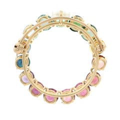 14k Gold GIA 7.5ctw Vivid Multicolor Gemstones Open Wreath Pin Brooch Pendant