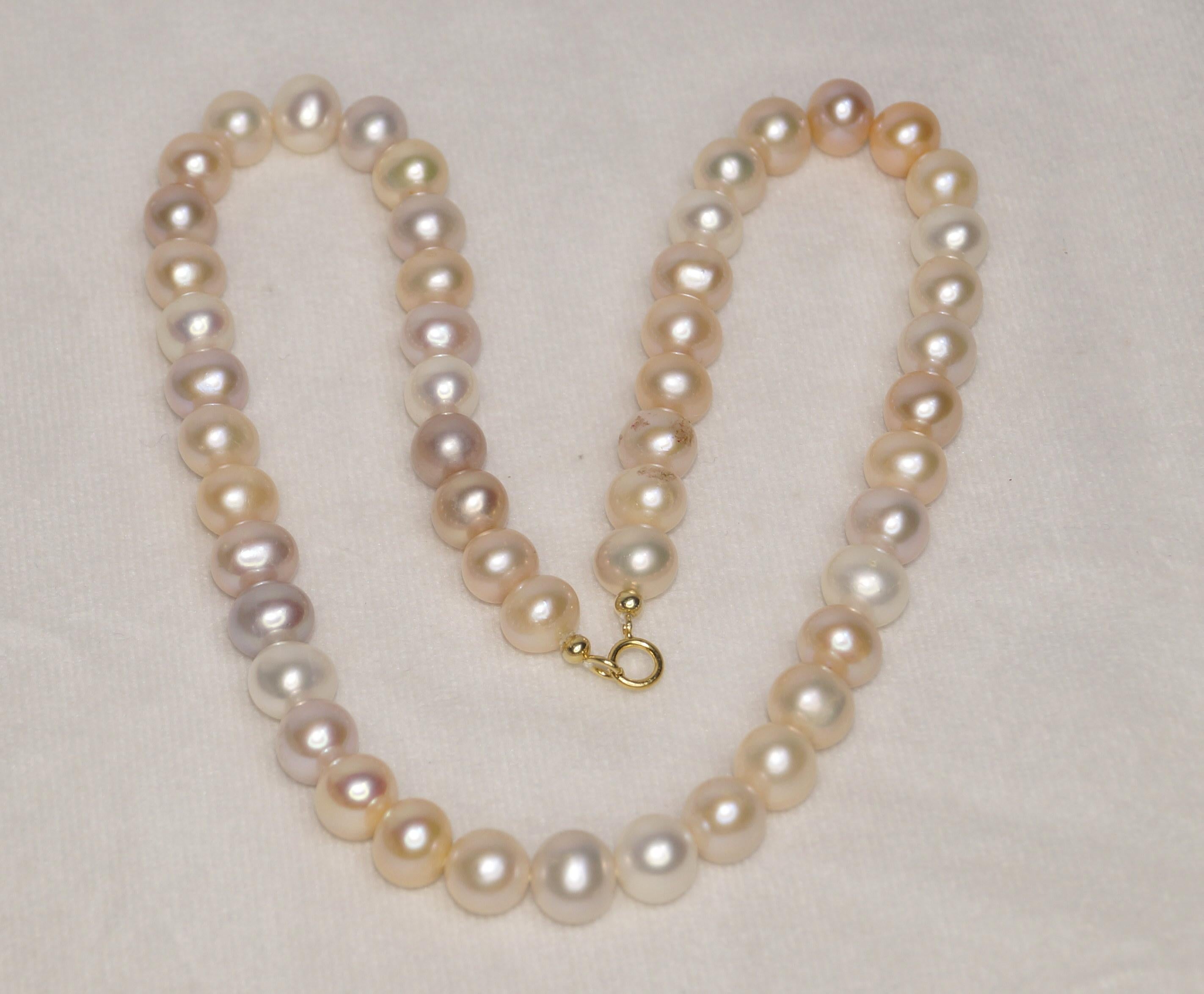 14k Gold Golden Cream mix Pearl necklace 14mm Freshwater Round Pearl necklace 3
