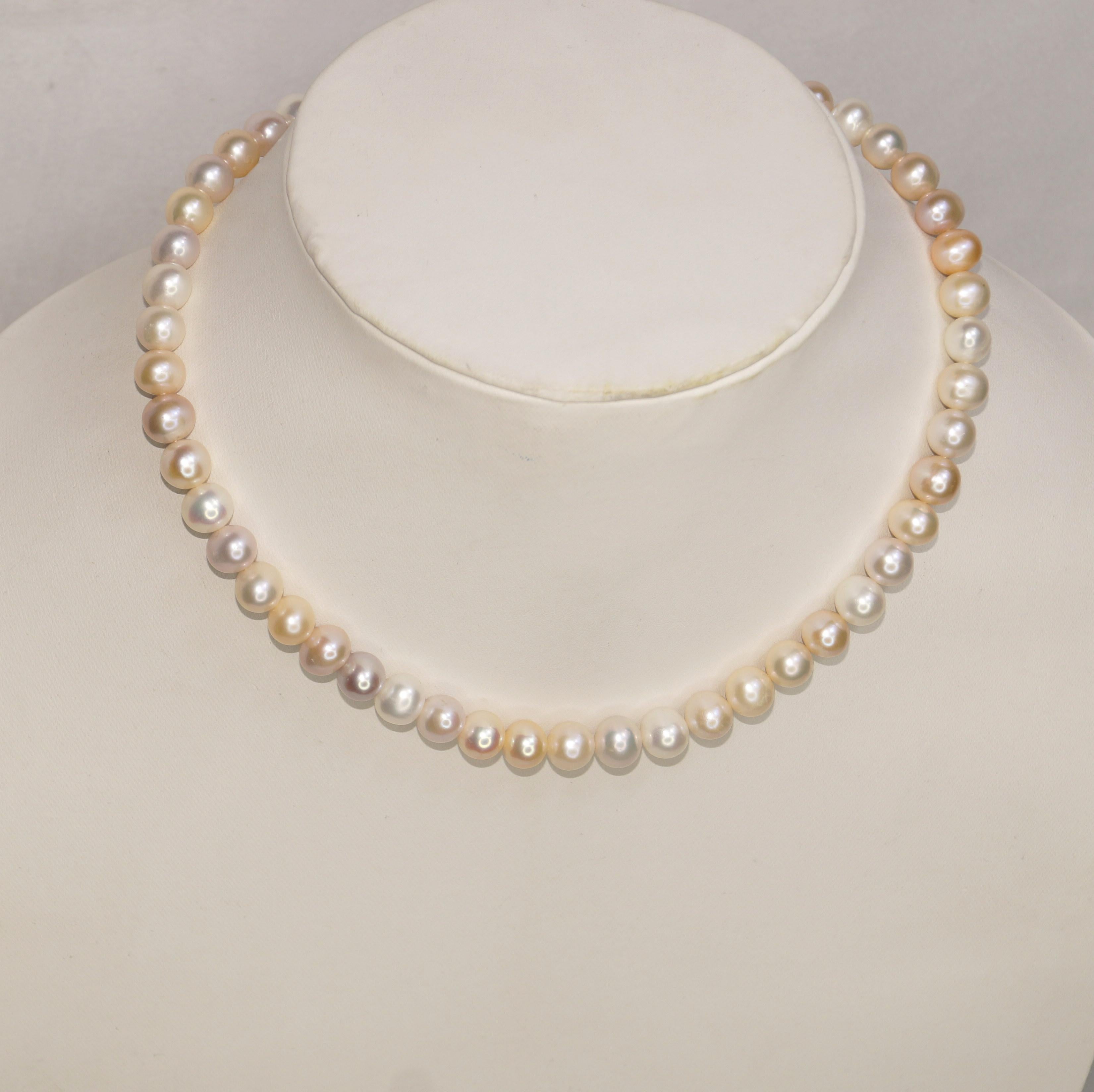 14k Gold Golden Cream mix Pearl necklace 14mm Freshwater Round Pearl necklace 1