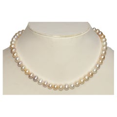 14k Gold Golden Cream mix Pearl necklace 14mm Freshwater Round Pearl necklace