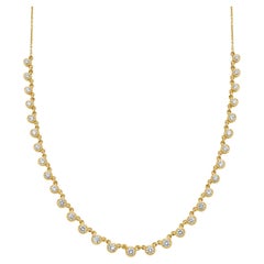 14K Gold Graduated Diamond Station Necklace