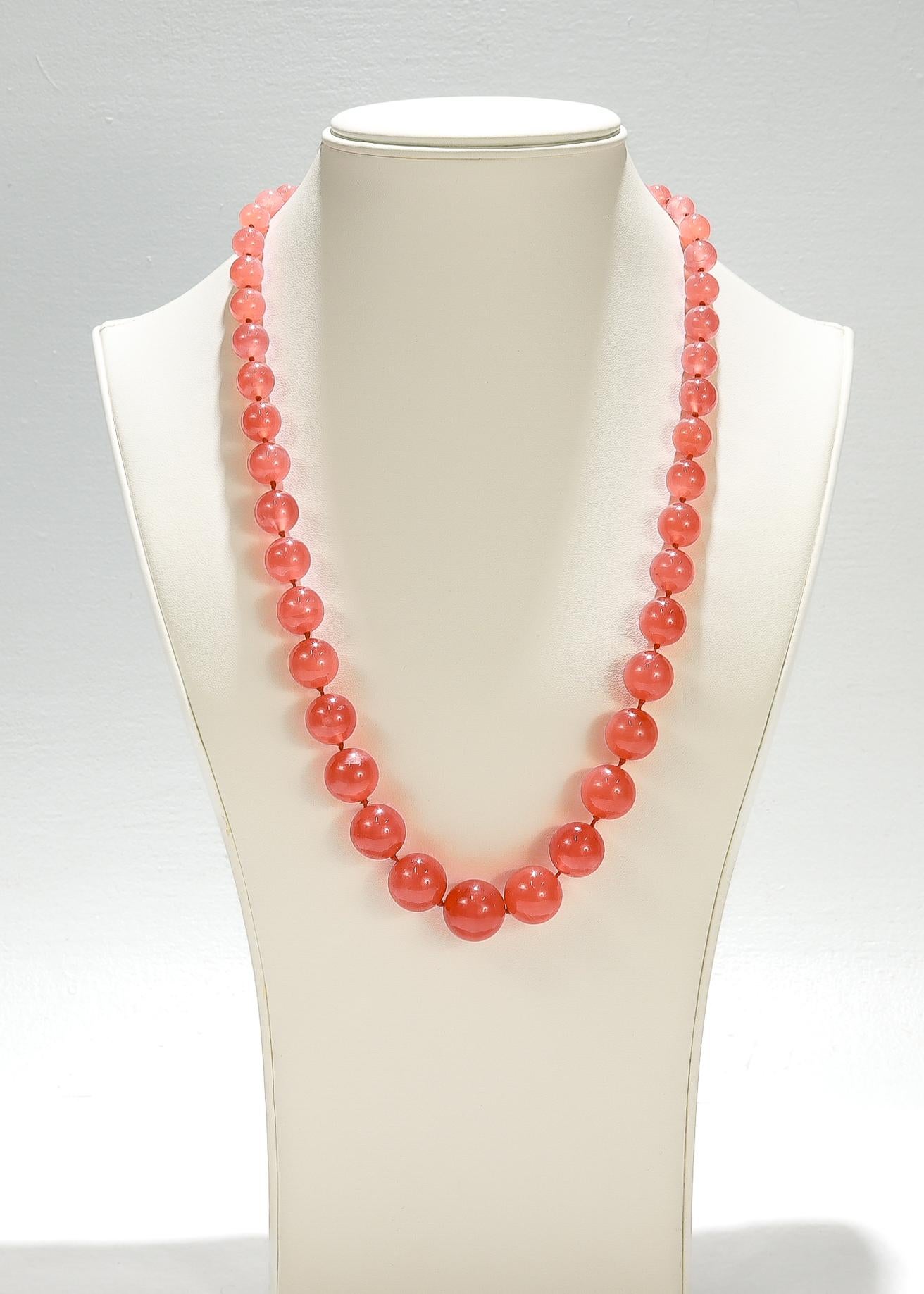 Collana con perline in oro 14k e tormalina rosa graduata In condizioni buone in vendita a Philadelphia, PA