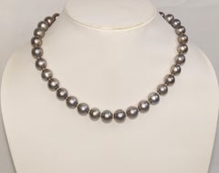 14k Gold Grey Pearl necklace 11-14mm Big Rare Natural Tahitian Pearl necklace