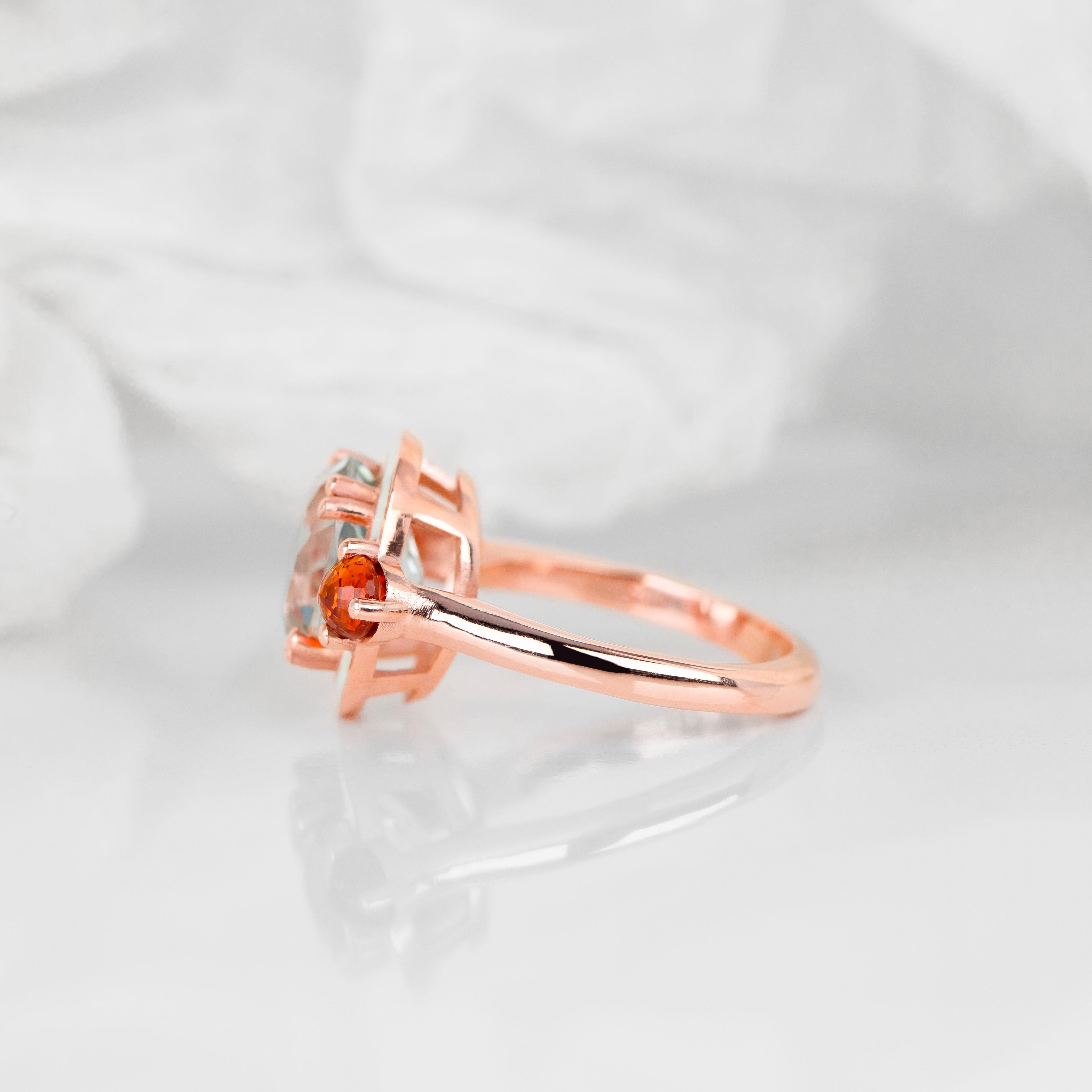 14k Gold Grün Amethsyt Ring, Erklärung Edelstein bunte Ringe, Geschenk für Mama im Angebot 2