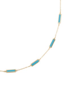 14k Gold & Green Malachite Inlay Station Bar Necklace, Made in Italy
