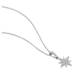 Petit collier étoile brillante en or 14 carats avec diamants naturels certifiés GSI F-VS