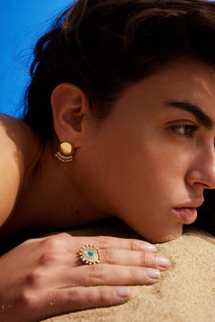 14k Gold Gypsy Ball Earrings in 14k Gold and 0.38 ct Diamond