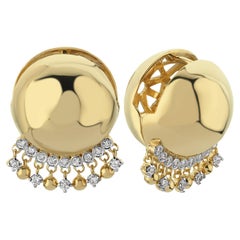 14k Gold Gypsy Ball Earrings in 14k Gold and 0.38 ct Diamond