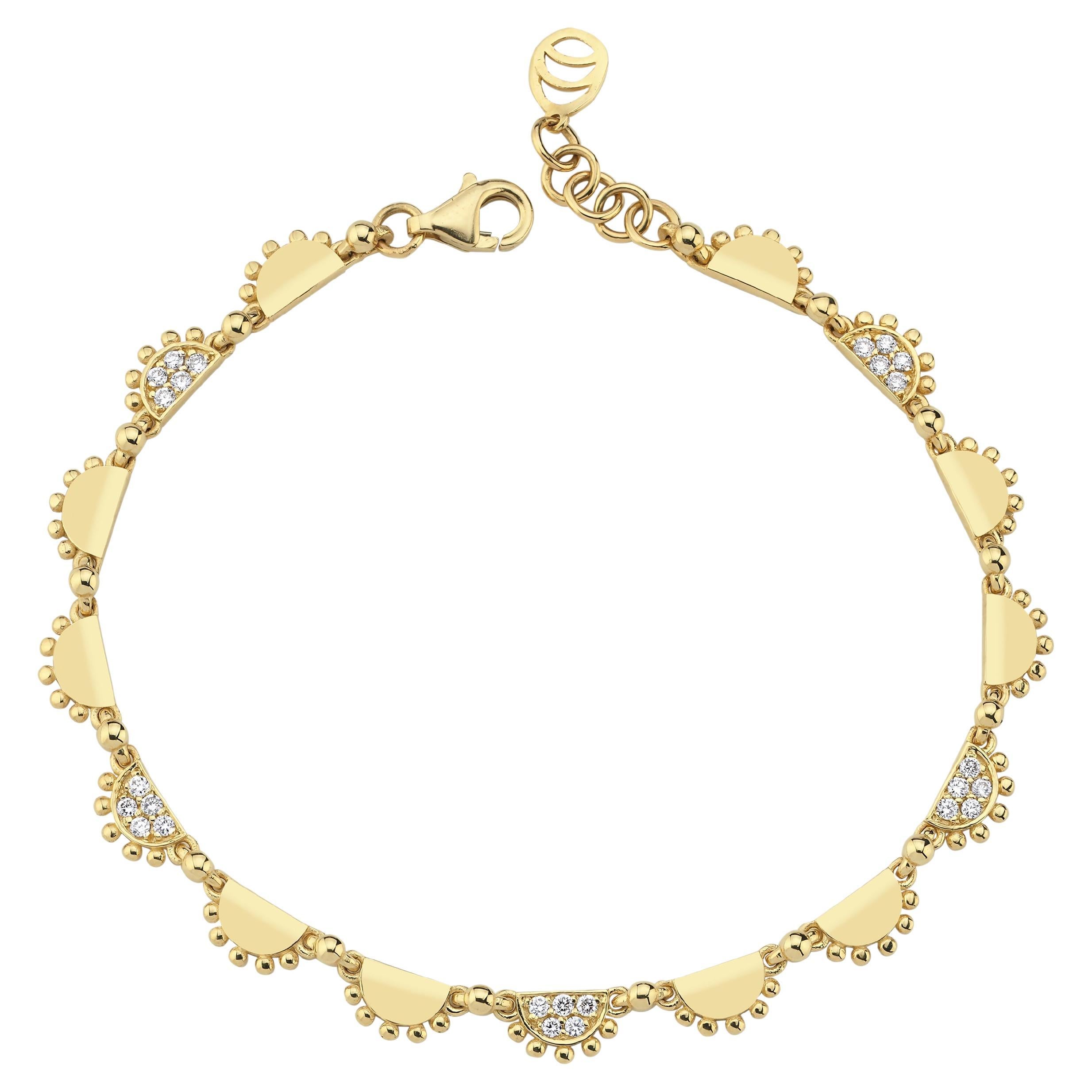 14k Gold Gypsy Bracelet with 0.25 ct Diamonds