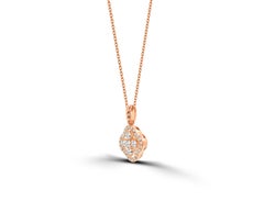 14k Gold Halo Clover Diamond Necklace Cluster Diamond Clover