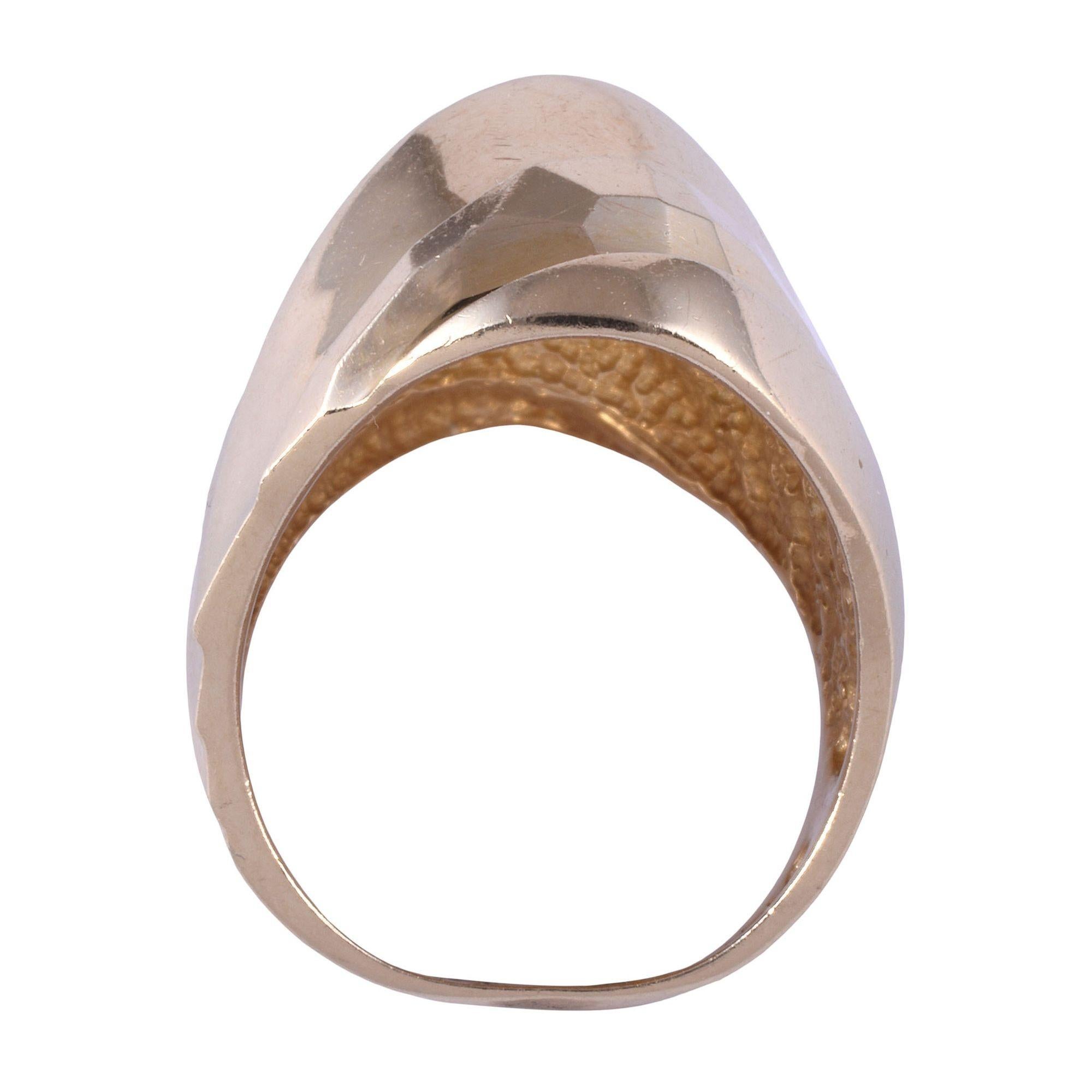 14K Gold Hammered Dome Ring For Sale 1