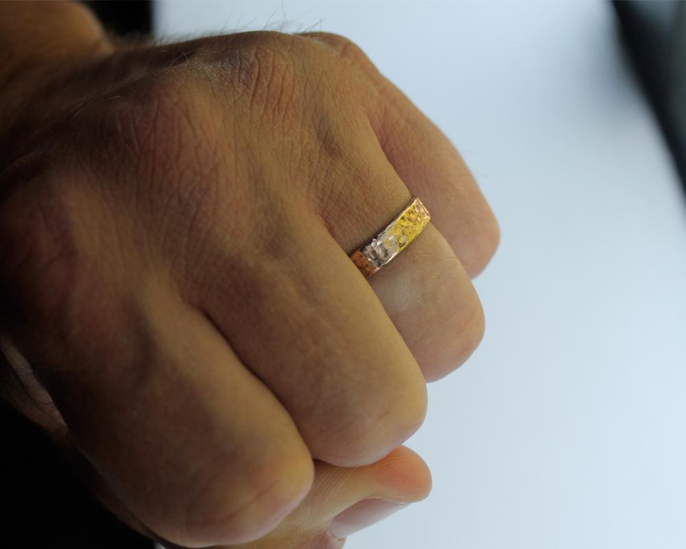 For Sale:  14k Gold Hammered Ring Band by Franny E 3