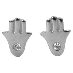 14k Gold Hamsa Stud Earrings Diamond Hamsa Stud Earrings