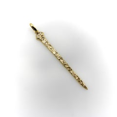14K Gold Hand Engraved Lucky Nail Pendant with Diamonds