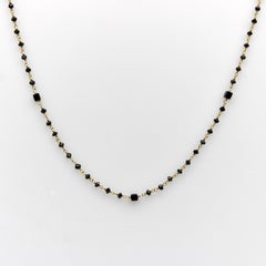 14K Gold Hand-Faceted Black Diamond Hand-Wired Chain Necklace