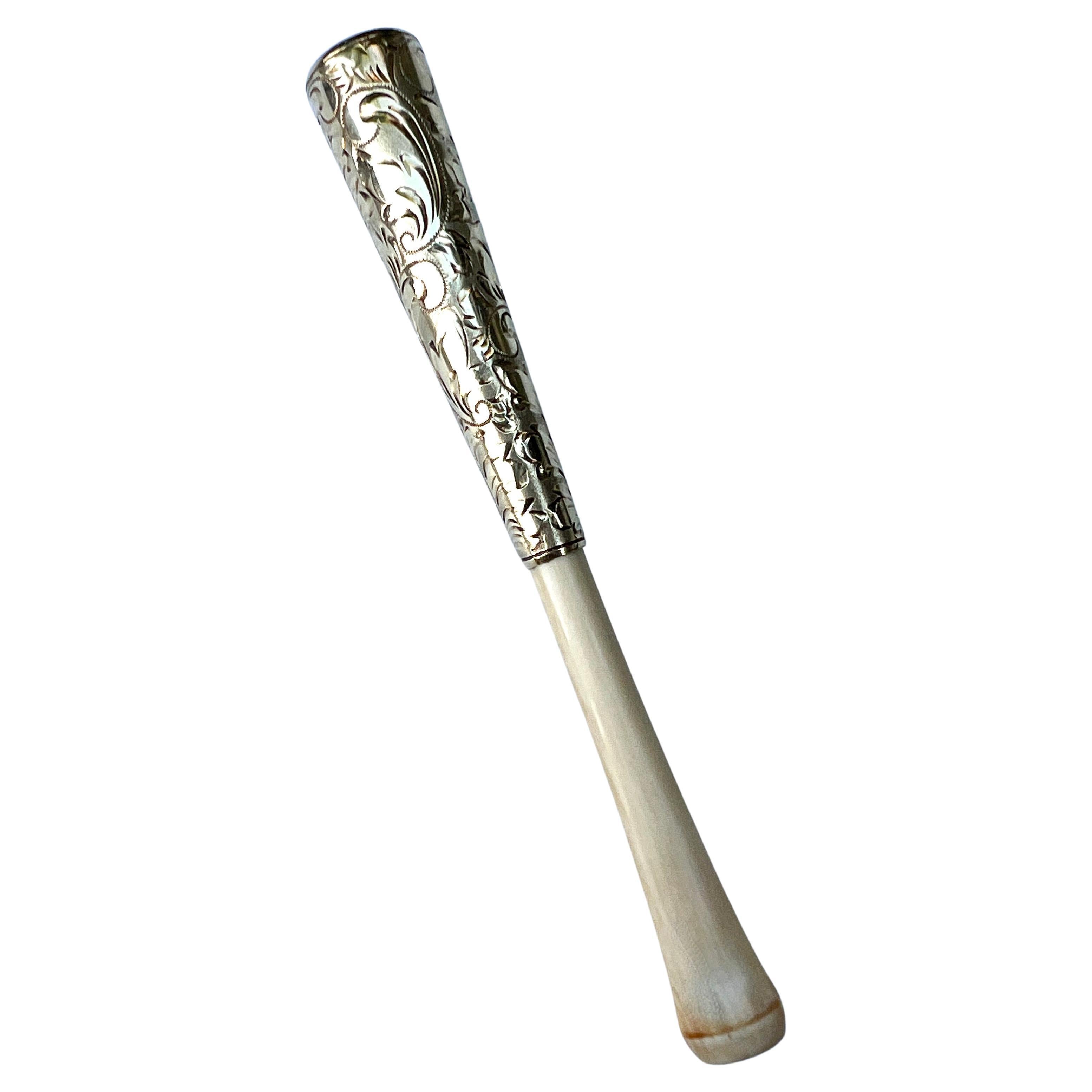 Incredible Hand Tooled 14k Gold Cigarette holder with bone.  The piece is exquisitely made, and while it could be used for cigarettes, we might recommend use with 420, or as a decorative Jewelry piece.  The holder has been fully cleaned and works